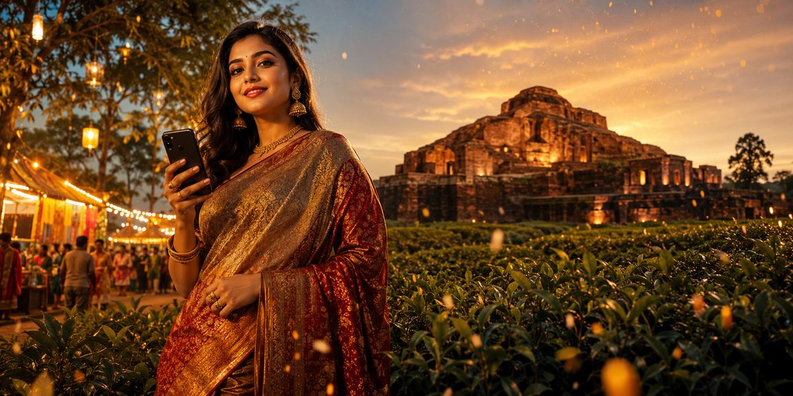 বাংলাদেশি নারী শাড়িতে ক্যাসিনো অ্যাপে আর্থিক লেনদেন করছেন